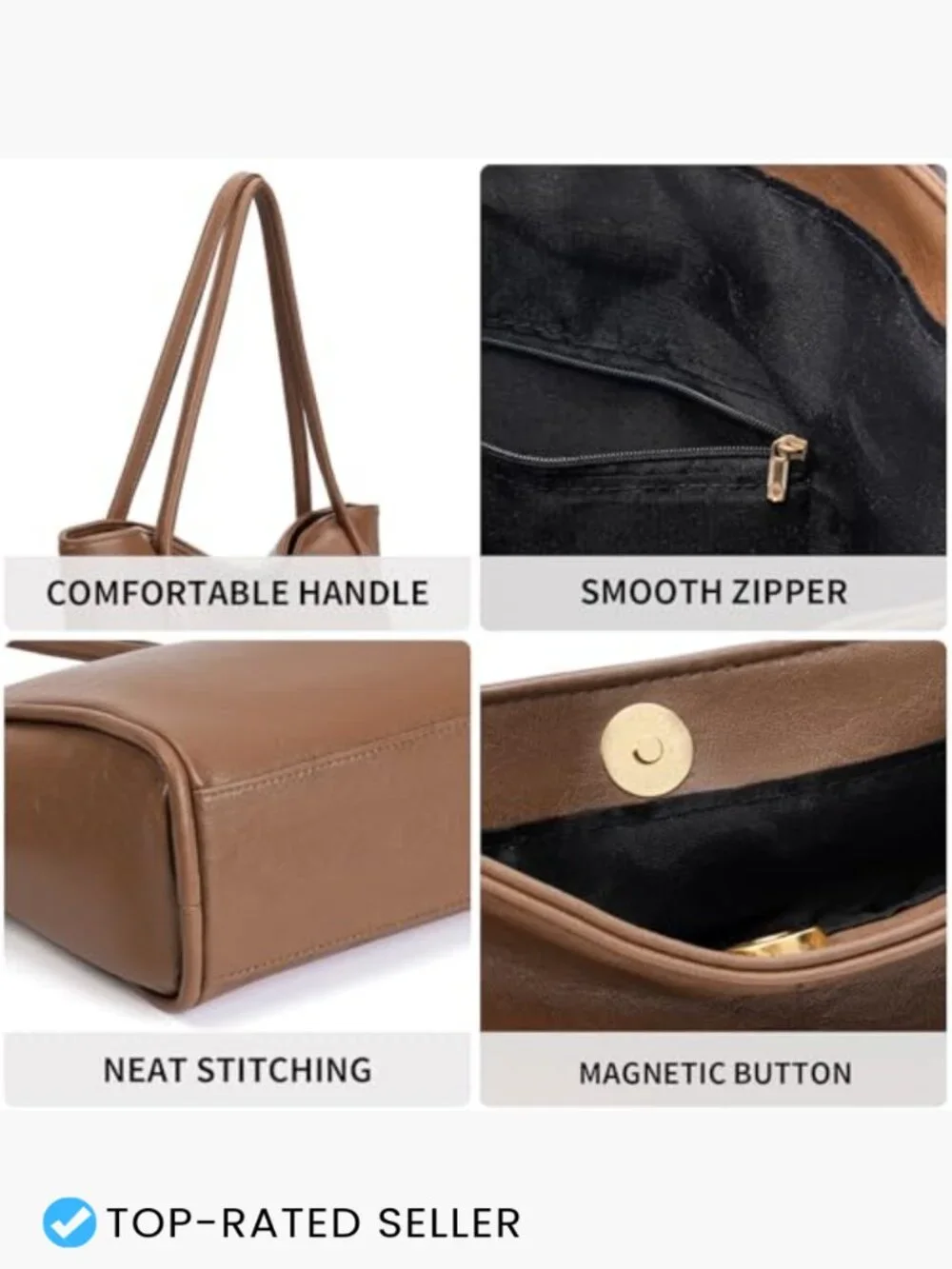 Faux Leather Hobo Crossbody Bag Minimal Chic Top Handle Satchel Purse